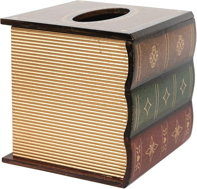 Crafted Classical Retro Wooden Antique Book Tissue Box Cover Square Tissue - Image 5