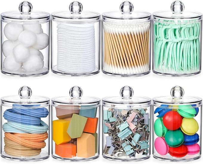 AOZITA 8 Pack Acrylic Qtip Holder Dispenser - Image 8