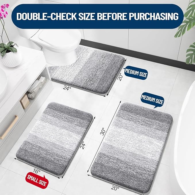 OLANLY Bathroom Rugs Sets 3 Piece, Soft Absorbent Microfiber Bath Mats and - Image 3