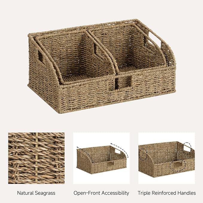 StorageWorks Seagrass Pantry Storage Baskets, Wicker Baskets - Image 3