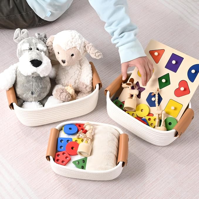 Storage Baskets for Organizing, Small Woven Basket Set of 6-4 Shelf Basket - Image 2