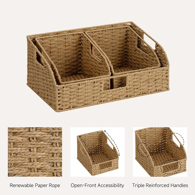 StorageWorks Paper Rope Pantry Storage Baskets, Wicker Baskets - Image 3