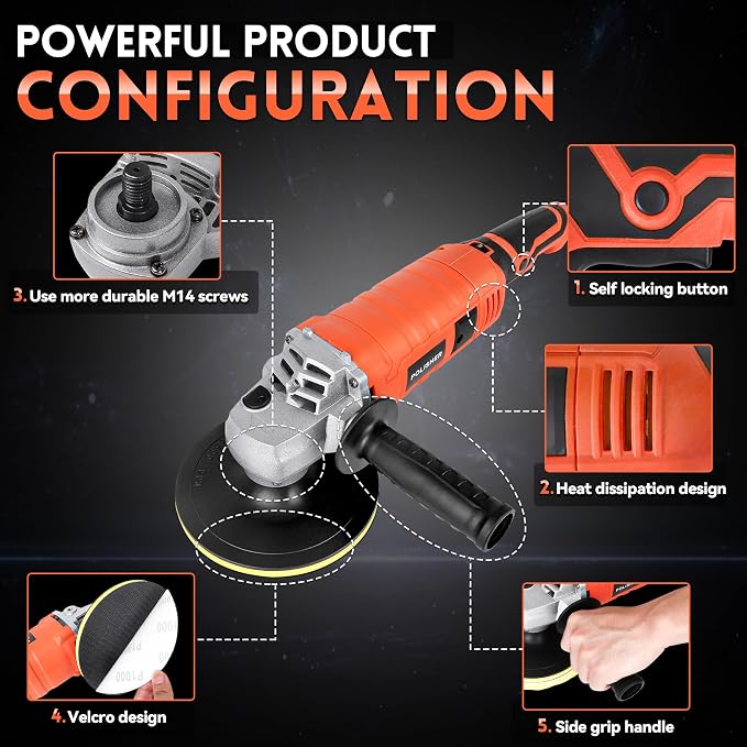 Buffer Polisher, Powerful Buffer Waxer, 7 Variable Speed 1000-3500 RPM - Image 8