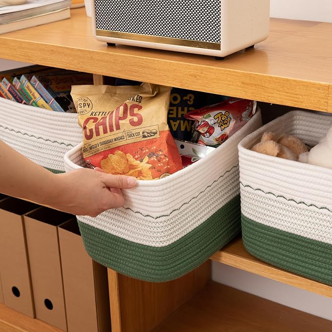 4 Pack Storage Baskets for Organizing, Decorative Cotton Rope Baskets for - Image 5