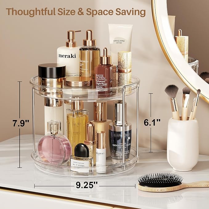 LAMU 2 Pack 2 Tier Lazy Susan Turntable Organizer 9.25'' Rotating Spice Rack - Image 5