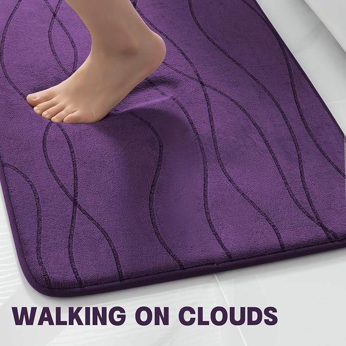 YIHOUSE Memory Foam Purple Bathroom Rug Sets 3 Piece, Ultra Absorbent Bath Mat - Image 4
