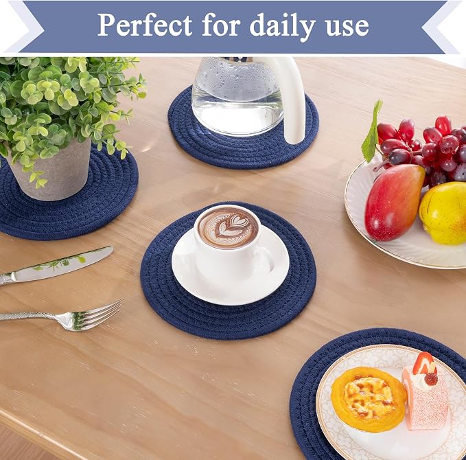 SHACOS 8 Inches Trivets for Hot Dishes, 4 Pieces Cotton Trivets Mats for Kitchen - Image 6