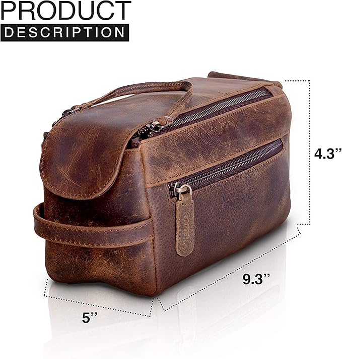 KomalC Premium Buffalo Leather Toiletry Bag - Image 7