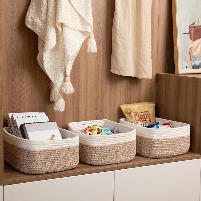 Storage Baskets for Organizing 3 Pack, Woven Baskets for Shelves, Closet - Image 5