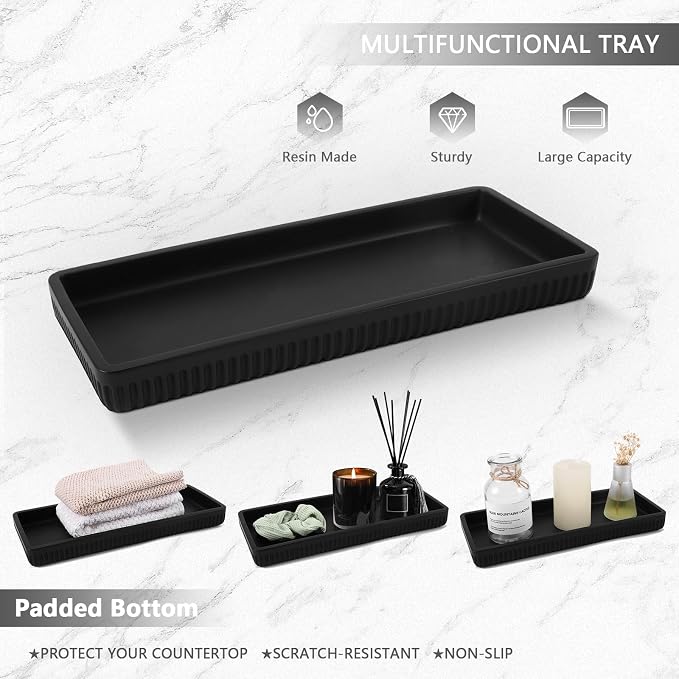 Resin Matte Black Bathroom Accessories Set 5 Pcs, Lotion Soap Dispenser - Image 5