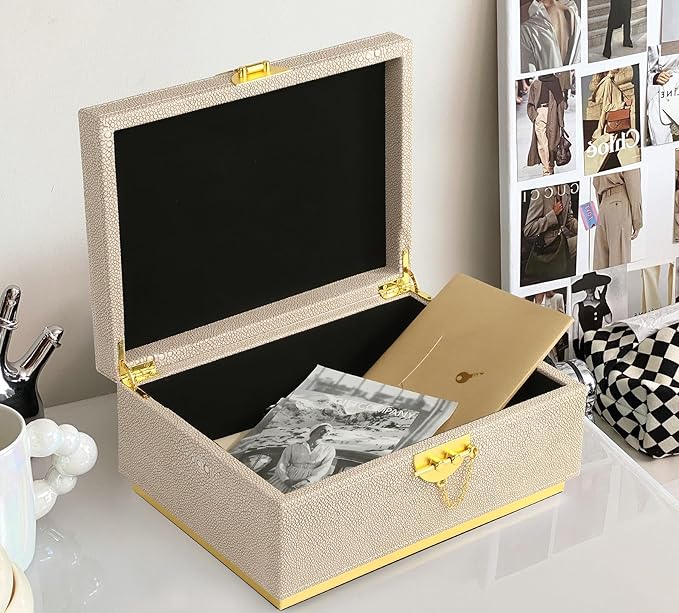 HofferRuffer Elegant Faux Leather Decorative Box, Storage Jewelry Box Organizer - Image 4