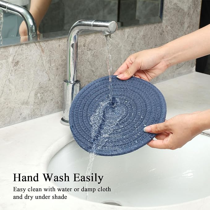 SHACOS 8 Inches Trivets for Hot Dishes, 4 Pieces Cotton Trivets Mats for Kitchen - Image 5