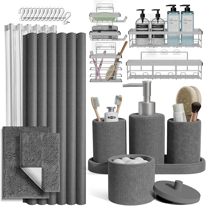 Clara Clark Grey Bathroom Set by ClaraClark