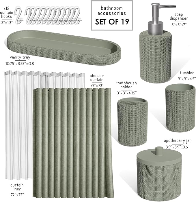 Clara Clark Sage Green Bathroom Set - Image 2