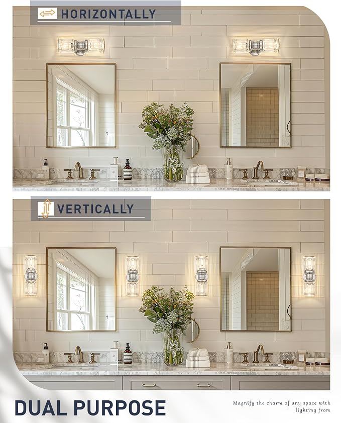 Bathroom Wall Sconces, HWH Brushed Nickel Wall Lighting - Image 3