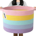 65L Large Blanket Basket, 19.7" L x 19.7" W x 13" H Rope Woven Baskets by HZFTJOY