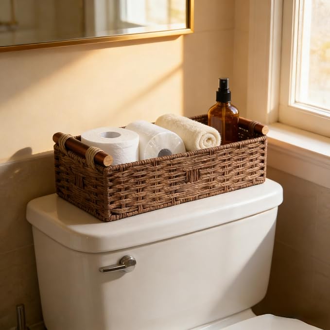 Back of Toilet Basket, Basket for Toilet Tank Top, Decorative Bathroom - Image 3
