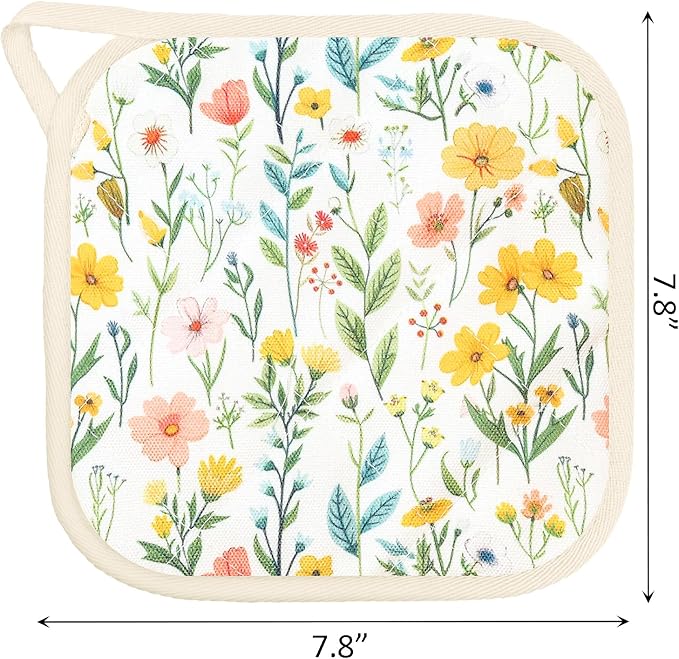 6 Pack Pot Holders 100% Cotton Heat Resistant Potholder, Machine Washable Pot - Image 2