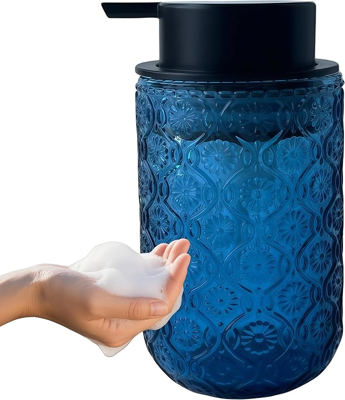 Foaming Hand Soap Dispenser, Vintage Glass Soap and Lotion Dispenser by Birugen