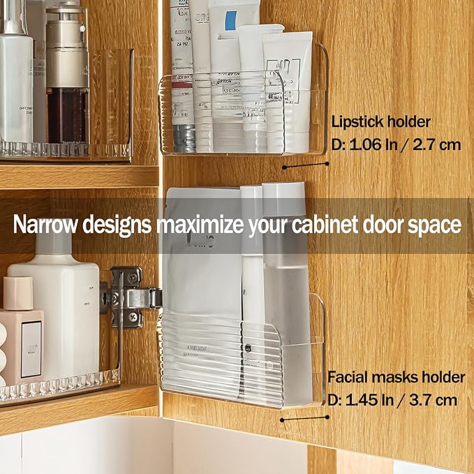 MORNITE Bathroom Medicine Cabinet Organizer Set, Small Narrow Compact Shelves - Image 3