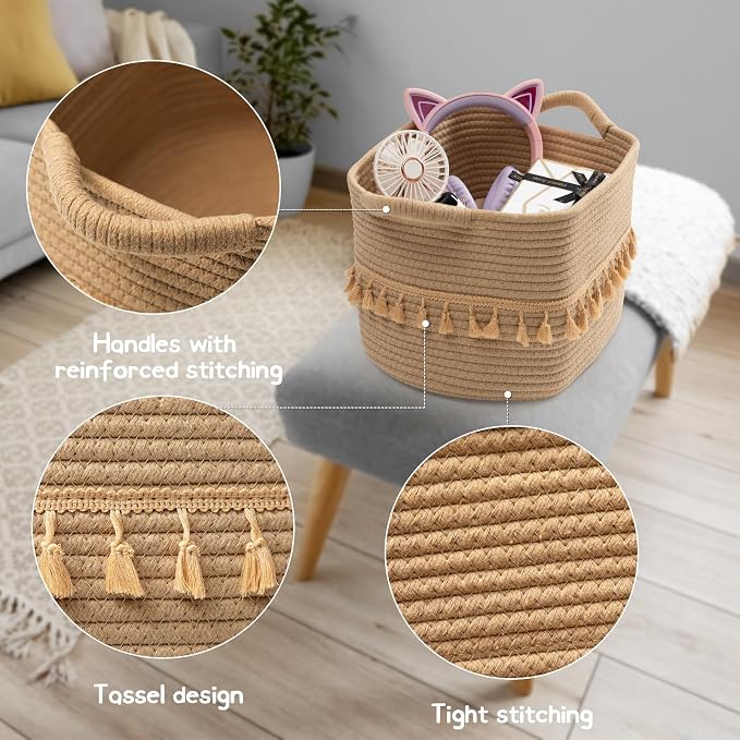 TeoKJ Storage Basket 3 Pack for Organizing, Rope Cotton Baskets for Toy - Image 3