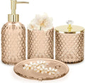 Haturi Amber Brown Bathroom Accessories Set, Toothbrush Holder, Qtip Holder by Haturi