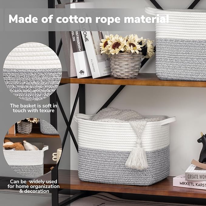Goodpick Woven Storage Basket, Cotton Rope Baskets - Image 4