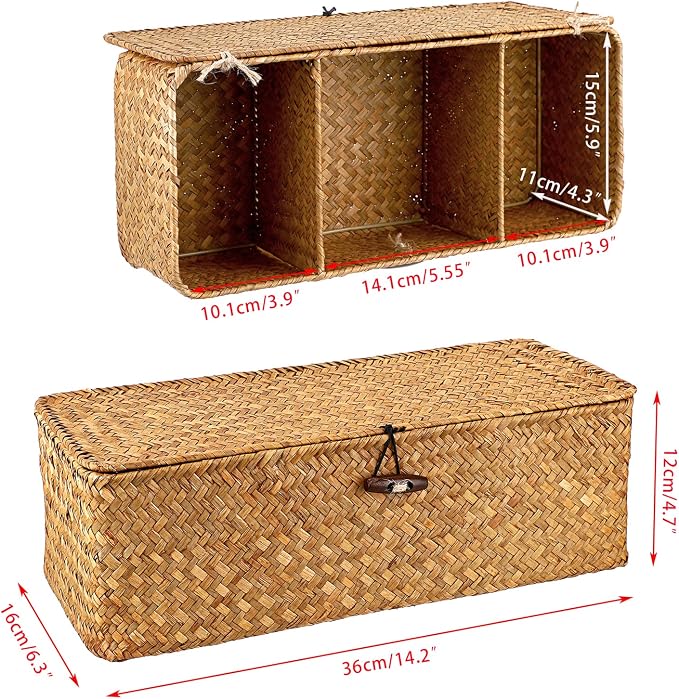 Sumnacon Small Woven Basket for Shelf, Wicker Shelves Storage Baskets - Image 4