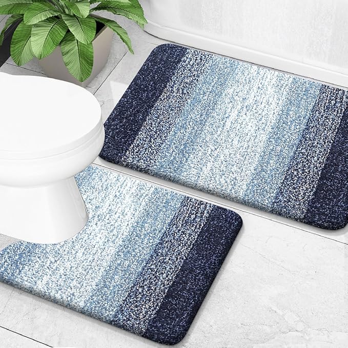 OLANLY Bathroom Rug Set 2 Piece, Soft Absorbent Microfiber Bath Mats and by OLANLY