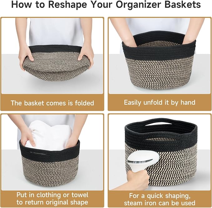 Small Rope Baskets for Storage, Baskets for Gifts Empty, Cute Round Woven Basket - Image 5