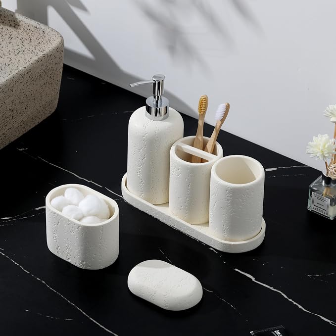 Bathroom Accessories Set, Mouthwash Cup & Toothbrush Holder, Qtip Holder - Image 3