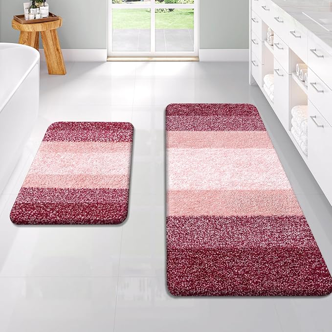 OLANLY Bathroom Rug Set 2 Piece, Soft Absorbent Microfiber Bath Rug Set by OLANLY