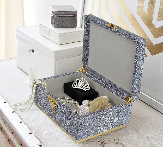 HofferRuffer Elegant Faux Leather Decorative Box, Storage Jewelry Box Organizer - Image 3