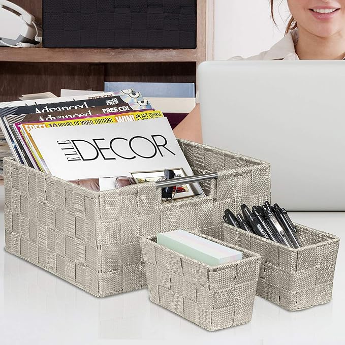 Sorbus Storage Baskets for Organizing, Mesh Hand-Woven Design, Linen Closet - Image 6
