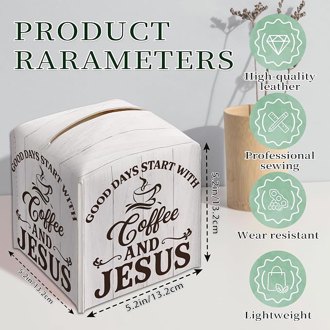 Coffee Bar Tissue Box Cover Square, Good Days Start - Image 2