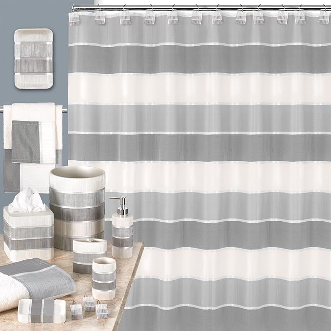 Zahari Home 13pc Modern Line Shower Curtain Set - Image 7