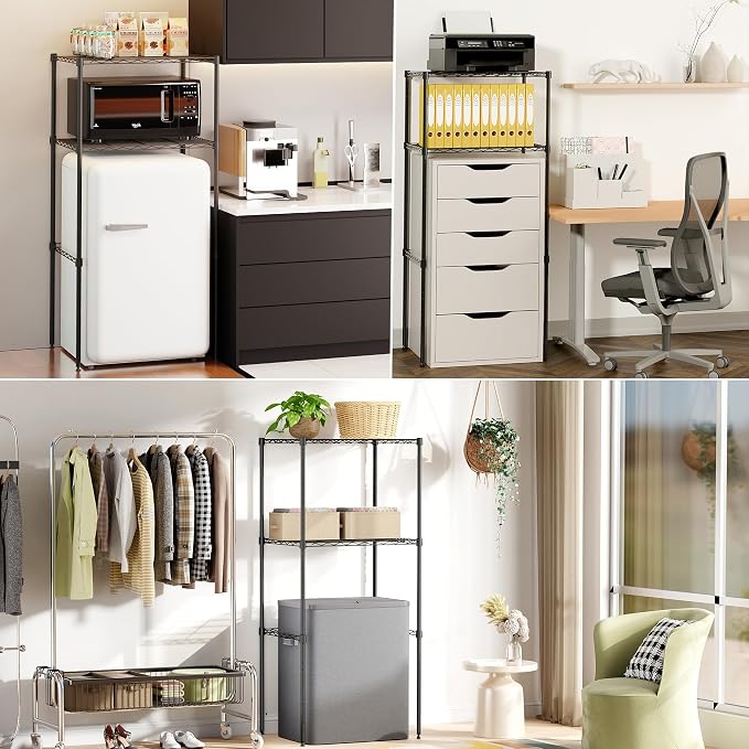 2-Tier Mini Fridge and Microwave Storage Shelf, Adjustable Height Metal Small - Image 7