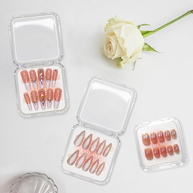 9 Pcs Press On Nail Storage Box, Transparent Acrylic Fake Nail Case - Image 5