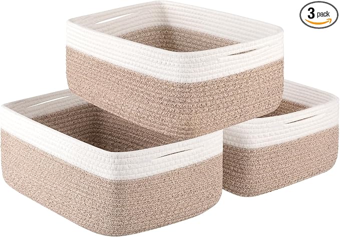 Storage Baskets for Organizing 3 Pack, Woven Baskets for Shelves, Closet by OIASKET