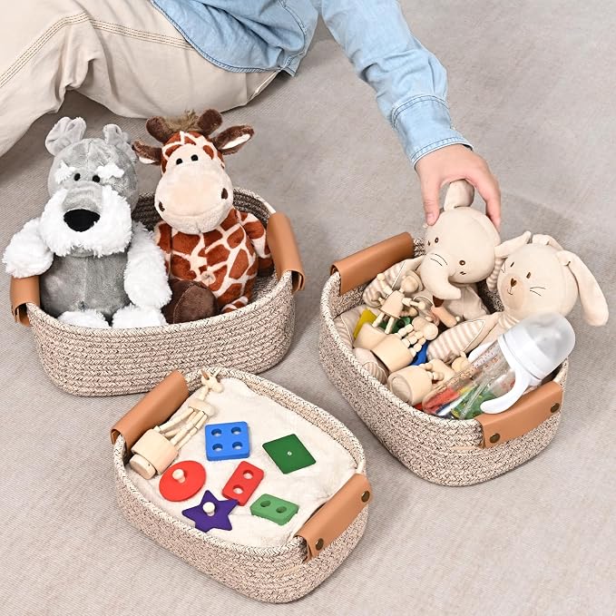 Storage Baskets for Organizing, Small Woven Basket Set of 6-4 Shelf Basket - Image 3