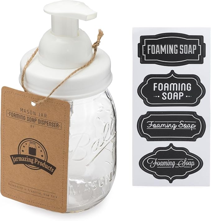 Jarmazing Products Mason Jar Foaming Soap Dispenser – White – by JarmazingProducts