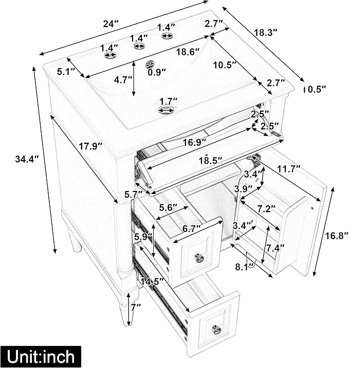 Harper & Bright Designs 24" Bathroom Vanity - Image 2