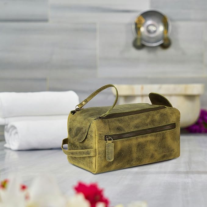 KomalC Premium Buffalo Leather Toiletry Bag - Image 7