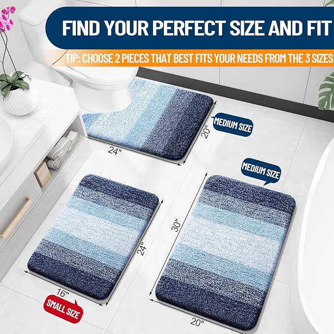 OLANLY Bathroom Rug Set 2 Piece, Soft Absorbent Microfiber Bath Mats and - Image 3