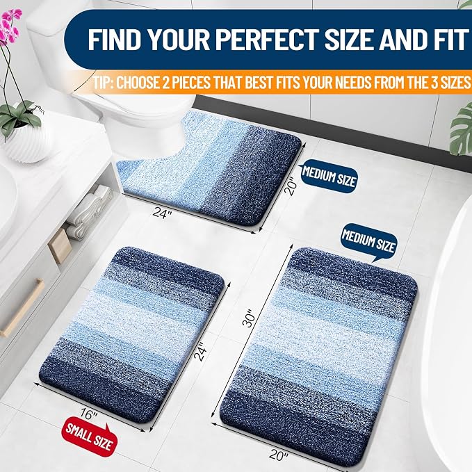 OLANLY Bathroom Rug Set 2 Piece, Soft Absorbent Microfiber Bath Mats and - Image 3