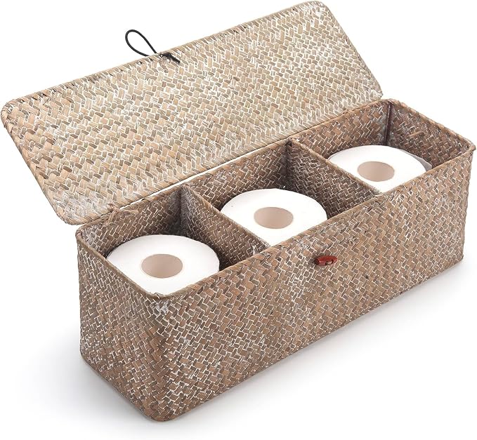 Seagrass Storage Basket for Bathroom by XIMISISE