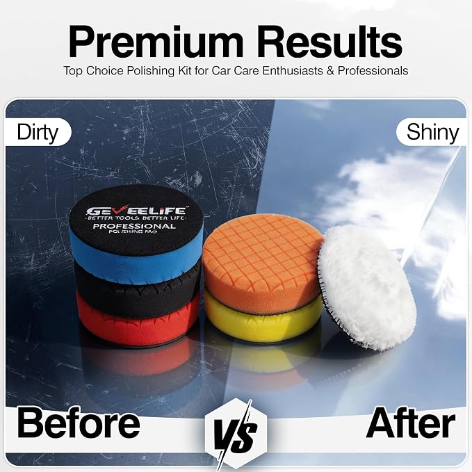 GEVEELIFE 9Pcs Buffing Polishing Pads Kit, 3 Inch Buffing Pads, Sponge & Woolen - Image 8