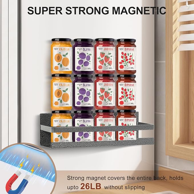 Uten Large Spice Rack for Refrigerator, 2 Pack Strong Magnetic Shelves - Image 6