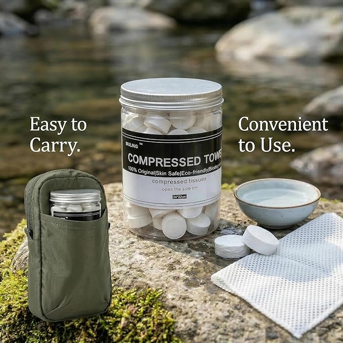 Canned 100 PCS Compressed Towels Portable Mini Compressed Coin Tissue - Image 3