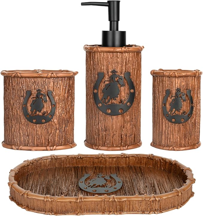 Bathroom Accessory Sets 4PCS Bathroom Accessories Set Complete Western Rustic by Unknown